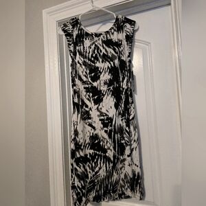 Black and white Floral knee length dress